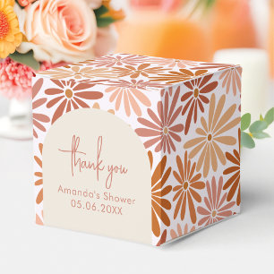 Orange och Rosa Retro Blommigt Groovy Baby Square Presentaskar