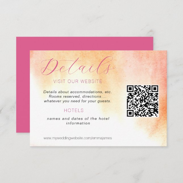 Orange och rosa rosedetalj Boende RSVP Bil OSA Kort (Fram/baksida)