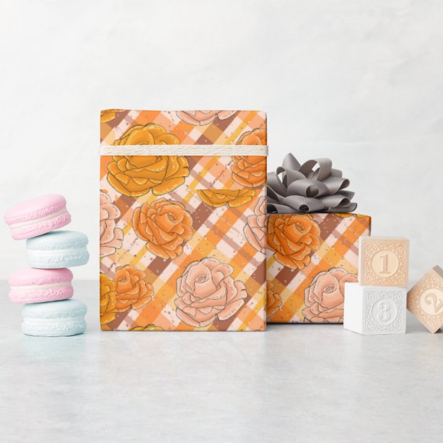 Orange Och Rosa Rosor Presentpapper (Baby Shower)
