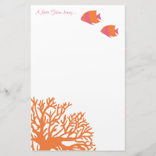 Orange och Rosa Tropical Angelfish Brevpapper
