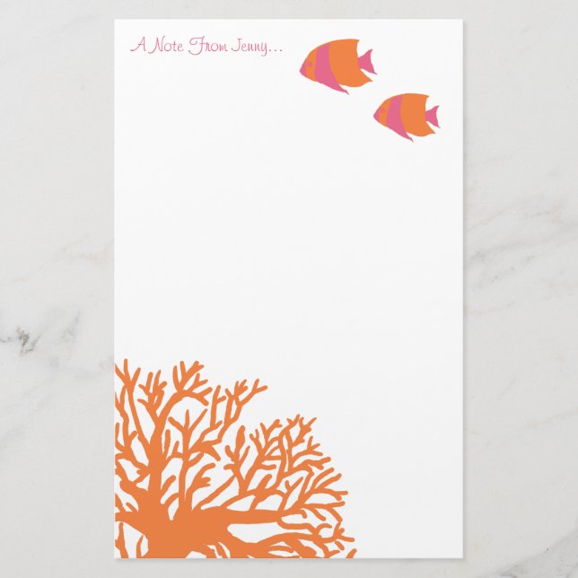 Orange och Rosa Tropical Angelfish Brevpapper (Framsida)
