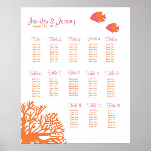 Orange och Rosa - Tropiska fisksätesdiagram Poster