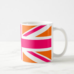 Orange- och Rosa Union Jack Kaffemugg