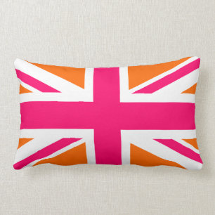 Orange- och Rosa Union Jack Lumbarkudde