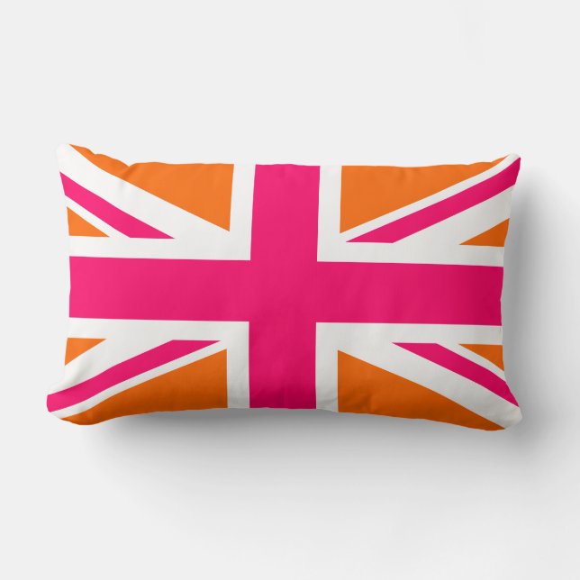 Orange- och Rosa Union Jack Lumbarkudde (Framsida)