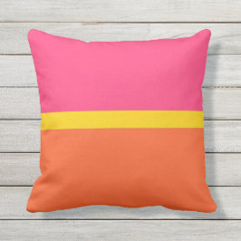 Orange och Rosa Vågrät Rand Färg block Kudde