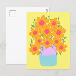 Orange och Rosa Vår blommor Vykort