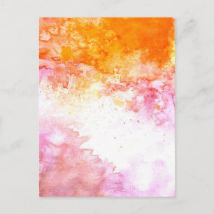 Orange och Rosa Vattenfärg Bläck Mönster Vykort