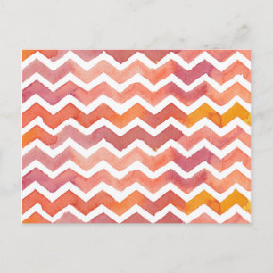 Orange och Rosa, vattenfärgsbakgrund, Chevron-bakg Vykort