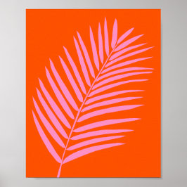 Orange och Rosa vid Tropiska Handflatan Löv Poster