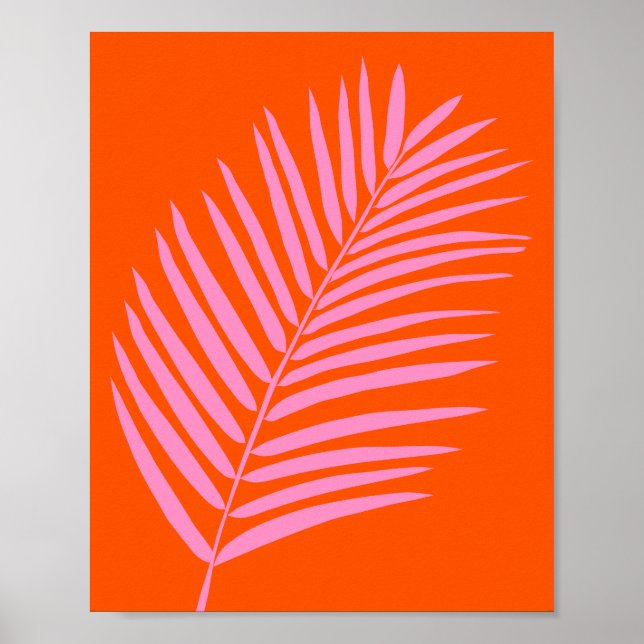 Orange och Rosa vid Tropiska Handflatan Löv Poster (Framsidan)