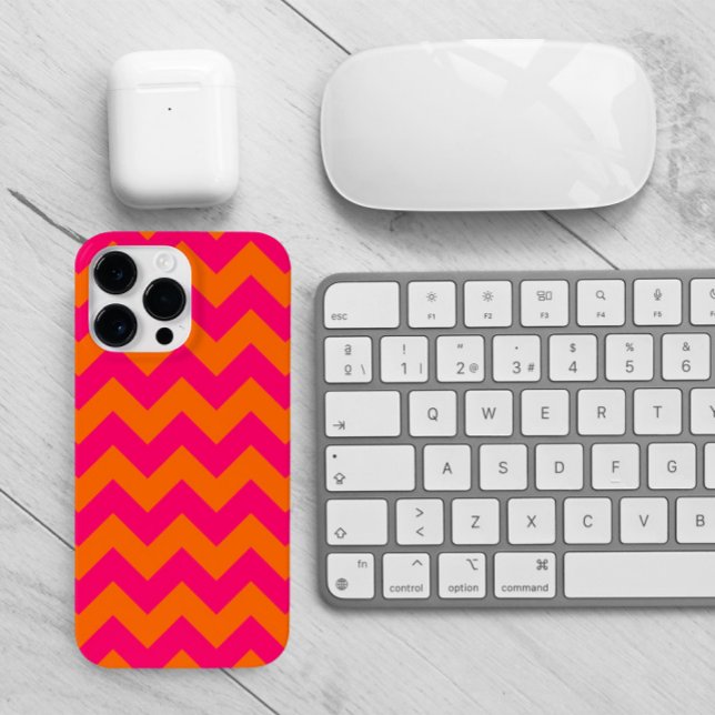 Orange och Rosa Zigzag (Hot pink and bright orange chevron pattern for her phone.)