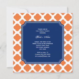 Orange och Royal Blue Quatrefoil Möhippa Inbjudningar