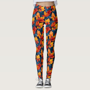Orange och Russet Höst löv Leggings