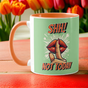 Orange och Sage - Shh! Inte i dag kaffe Mugg