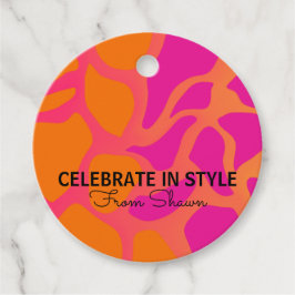 Orange och Shock rosa i Stil Gåvor Etiketter