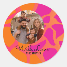 Orange och Shock rosa med Kärlek Runt Klistermärke