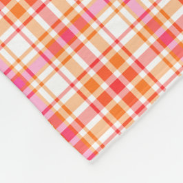 Orange- och shock rosaplädmönster fleecefilt