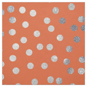 Orange och Silver Glitter City Dots Tyg