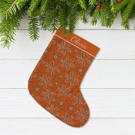 Orange och Silver Personlig Stor Julstrumpa