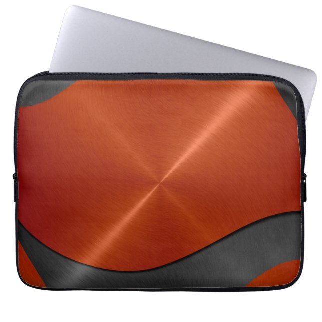 Orange och Silver Stainless Steel Metall Laptop Sleeve (Framsidan)