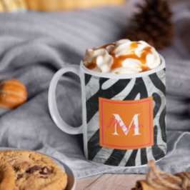 Orange och Snyggt för konstnärligt Zebra ränder Kaffemugg