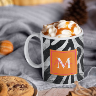 Orange och Snyggt för konstnärligt Zebra ränder Kaffemugg
