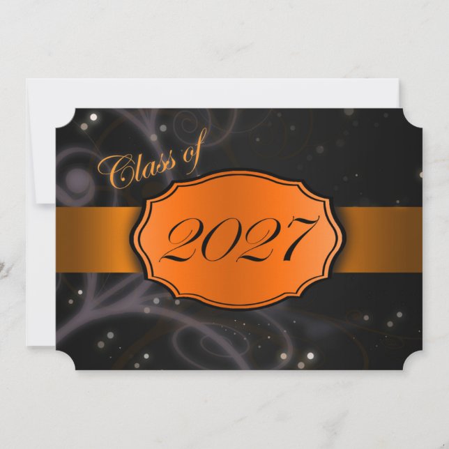 Orange och svart 2027-examen inbjudningar (Framsida)