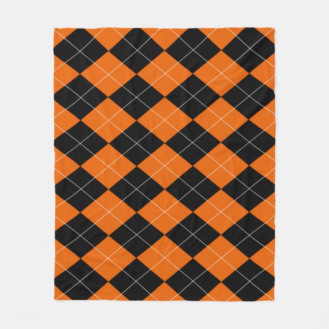 Orange och svart Argyle Fleece Blanket (Framsidan)