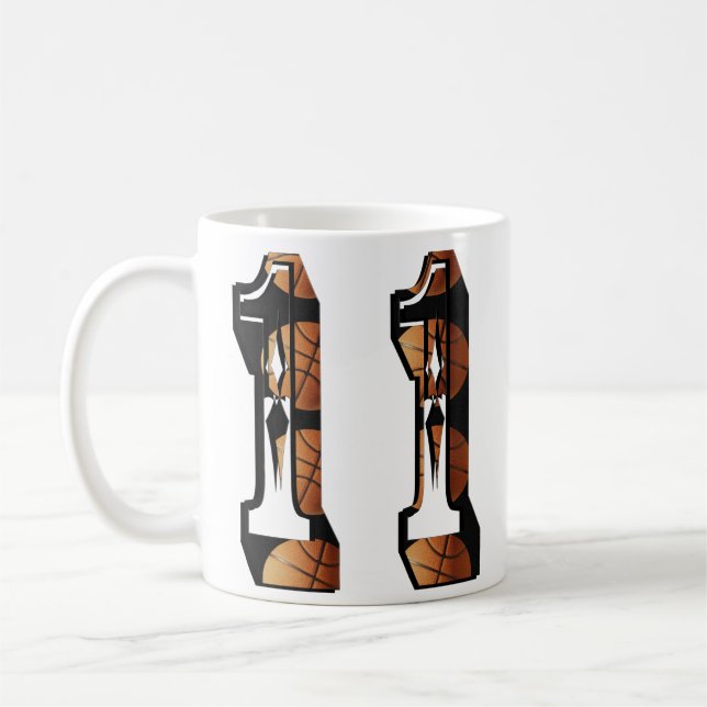 Orange och svart basket nummer 11, kaffemugg (Vänster)