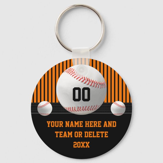 Orange och Svart, Billiga Baseball Lagpresenter Nyckelring (Framsida)