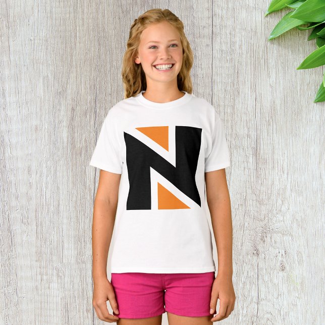 Orange och svart Brev N Girls T-Shirt (Skapare uppladdad)