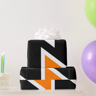 Orange och svart Brev n, Papper radbrytning Presentpapper