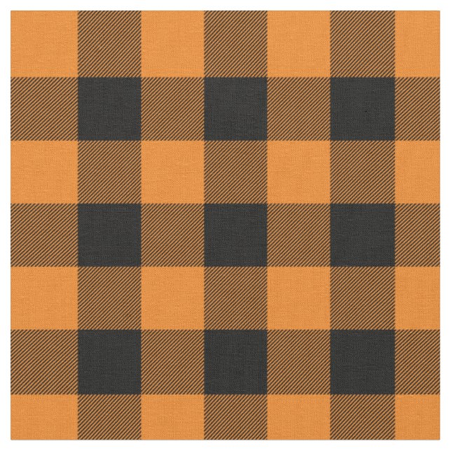 Orange och svart Buffalo-rutigt Tyg (Närbild)