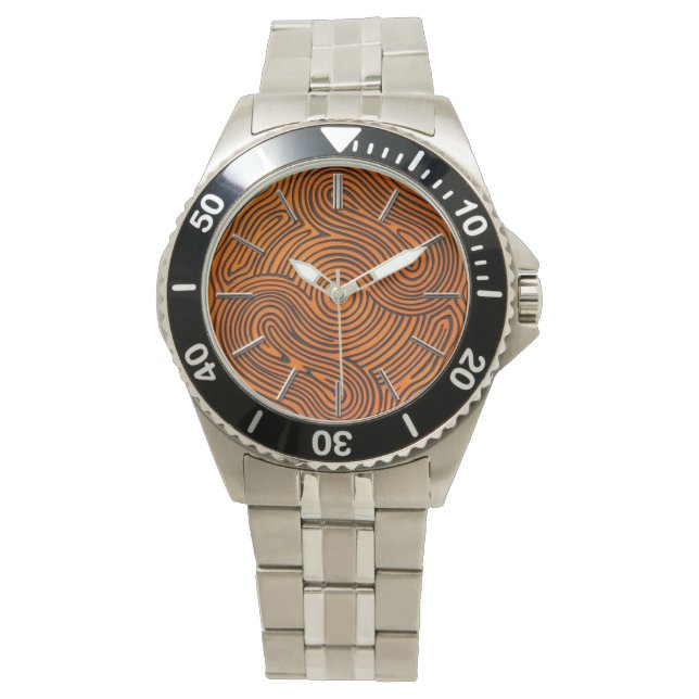 Orange och svart design urtavla armbandsur (Framsida)
