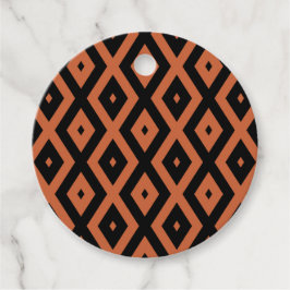 Orange och svart diamant mönster gåvor etiketter