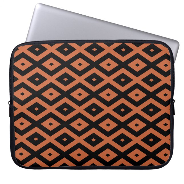 Orange och svart diamant mönster laptop fodral (Framsidan)