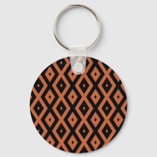 Orange och svart diamant mönster nyckelring