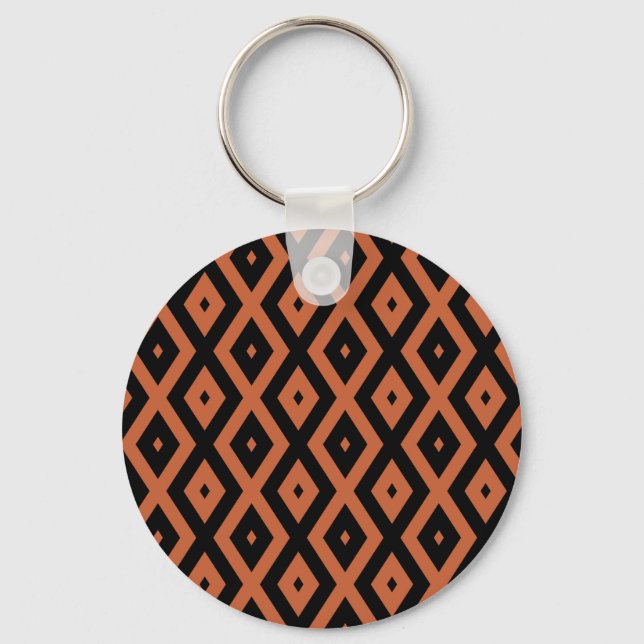 Orange och svart diamant mönster nyckelring (Framsida)