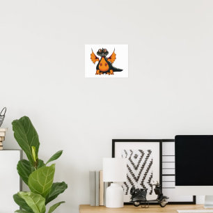 Orange Och Svart Drakposter Poster