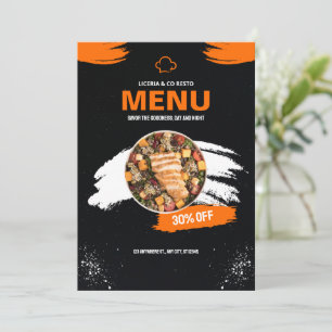 Orange och svart enkelt restaurangmeny, Restaurang Meny