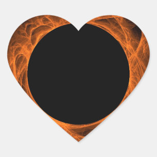 Orange och svart frätvinklig hjärtklaffsetikett hjärtformat klistermärke