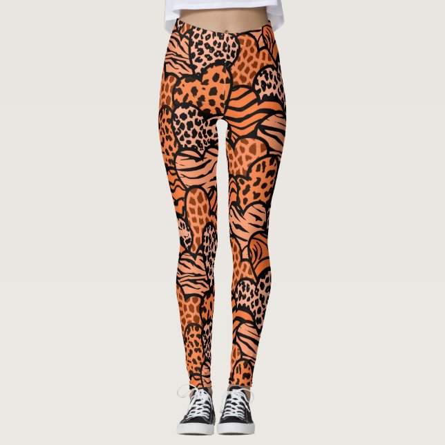 Orange och svart, gigantisk docka leggings (Framsida)