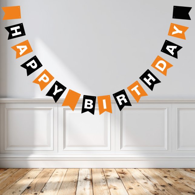 Orange och svart Grattis på födelsedagen Vimplar (Skapare uppladdad)