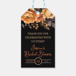 Orange och Svart, Halloween, Blommig Bröllopsfest Presentetikett