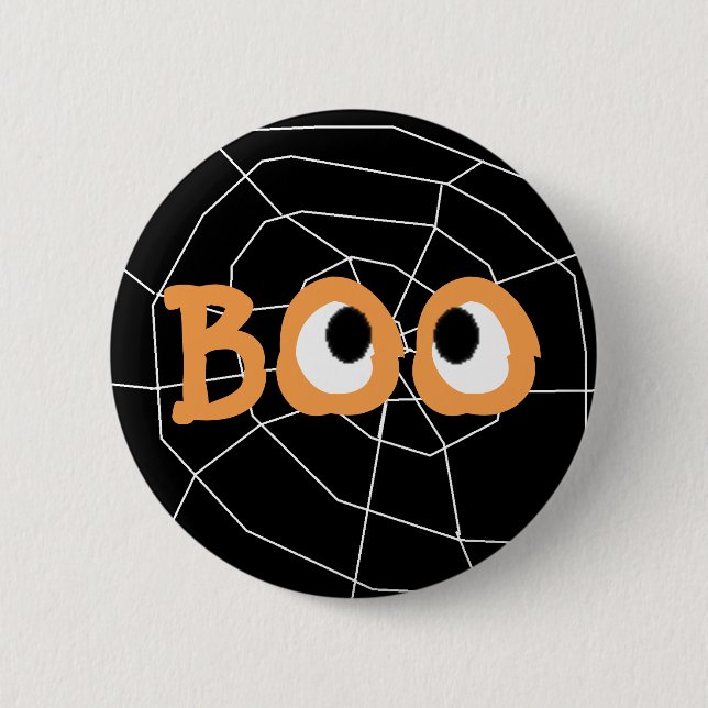 Orange och Svart Halloween Boo Eyebollar Button Knapp (Framsida)
