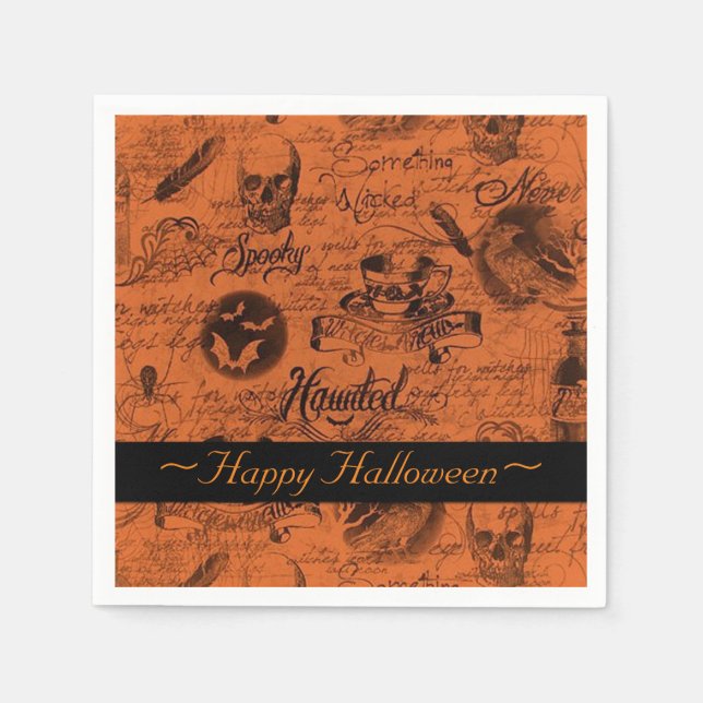 Orange och svart hemlig Halloween Napkins Pappersservett (Framsidan)