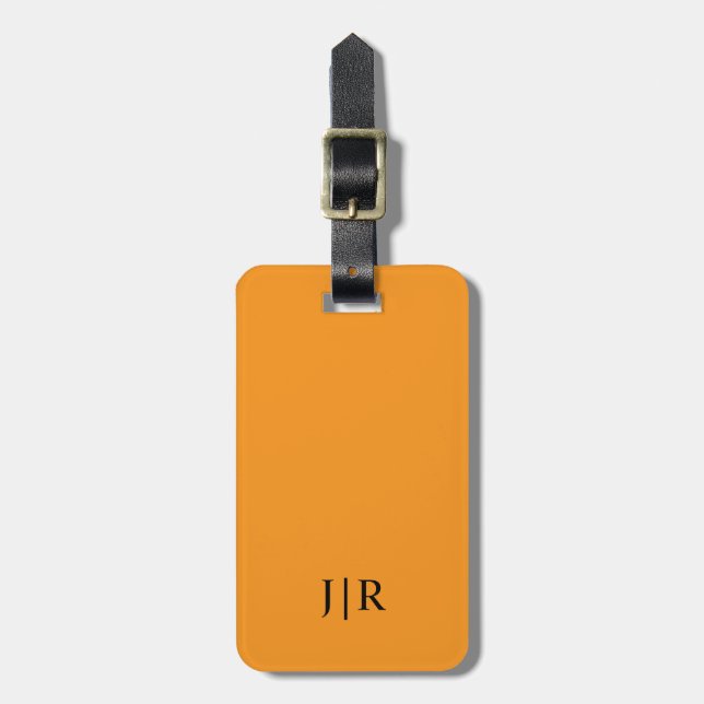 Orange och svart I Modern monogram  Bagagebricka (Vertikal Framsida)
