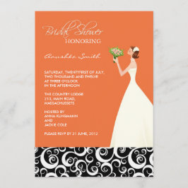 Orange och svart Inbjudningskort för möhippa