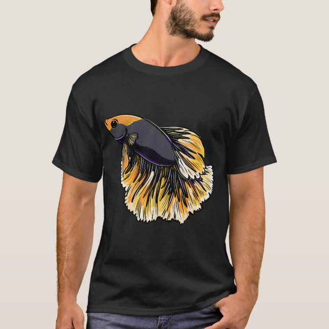 Orange och svart kampfisk t shirt (Framsida)
